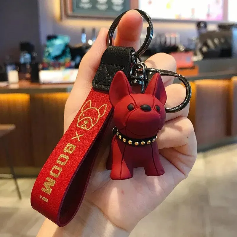 French Bulldog Leather Keychain: Stylish Accessory for Men and Women