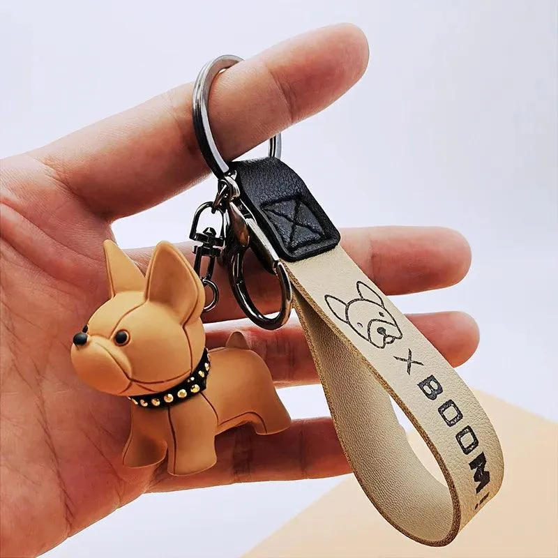 French Bulldog Leather Keychain: Stylish Accessory for Men and Women