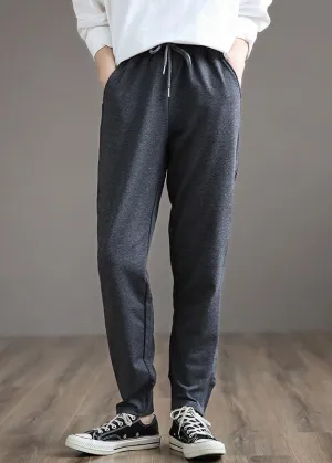 French Dark Gray Wild Pants Trendy Spring Elastic Waist Fashion Ideas Wide Leg Pants