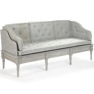 French Gray Rococo Sofa Bench