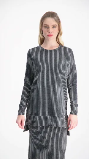French Terry T-Shirt / Black & White Line