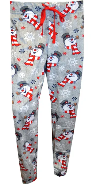Frosty the Snowman Ladies Silky Fleece Cuffed Sleep Pants