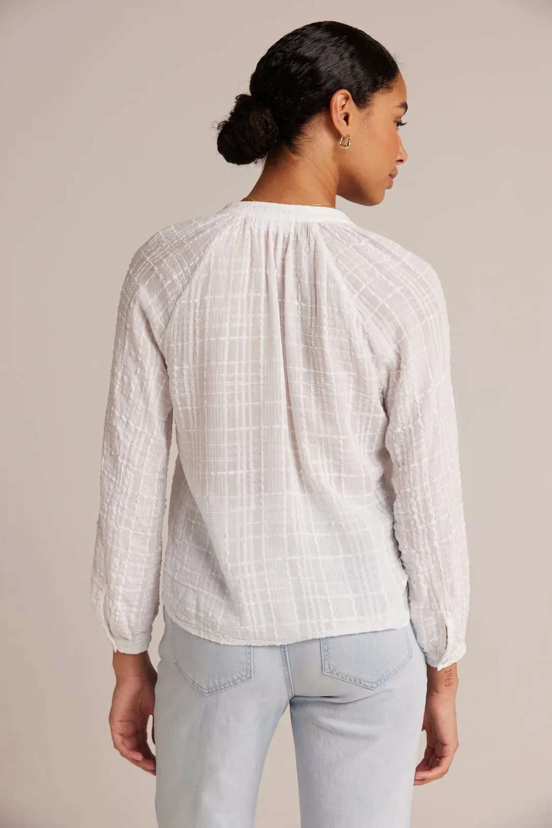 Full Sleeve Raglan Button Down - White