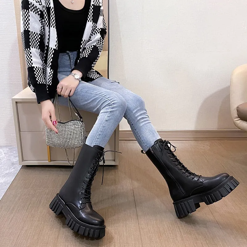 Funki Buys | Boots | Women's Gothic Punk Chunky Platform Boot