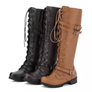 Funki Buys | Boots | Women's Knee High Steampunk Flat Boots