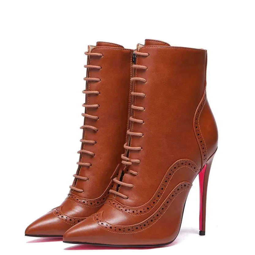 Funki Buys | Boots | Women's Lace Up Pointy Ankle Boots