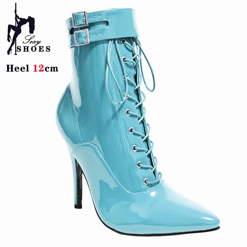 Funki Buys | Boots | Women's Patent Pointed Toe Ankle Boots