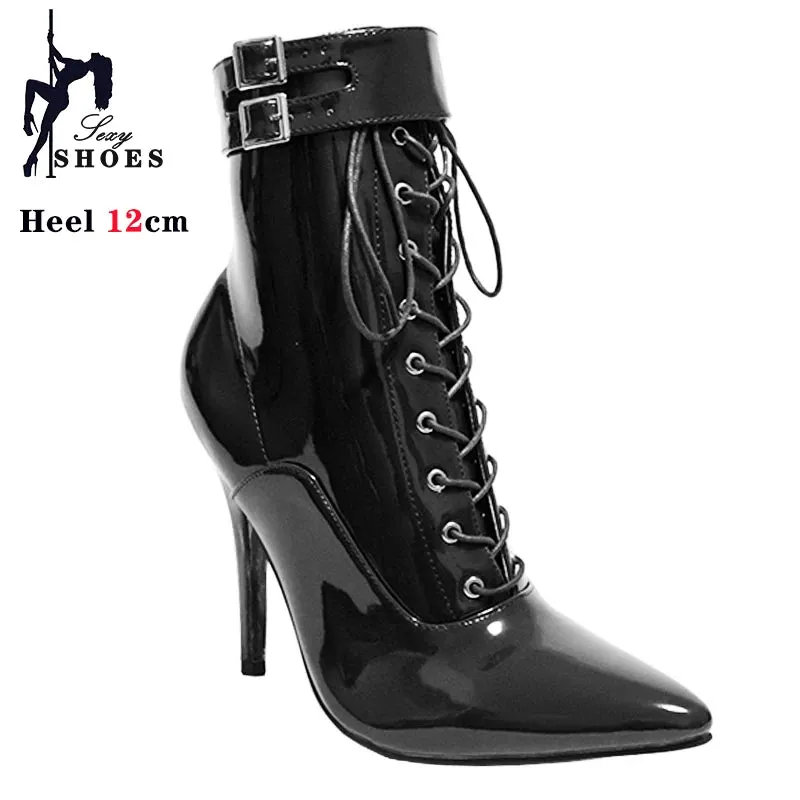 Funki Buys | Boots | Women's Patent Pointed Toe Ankle Boots