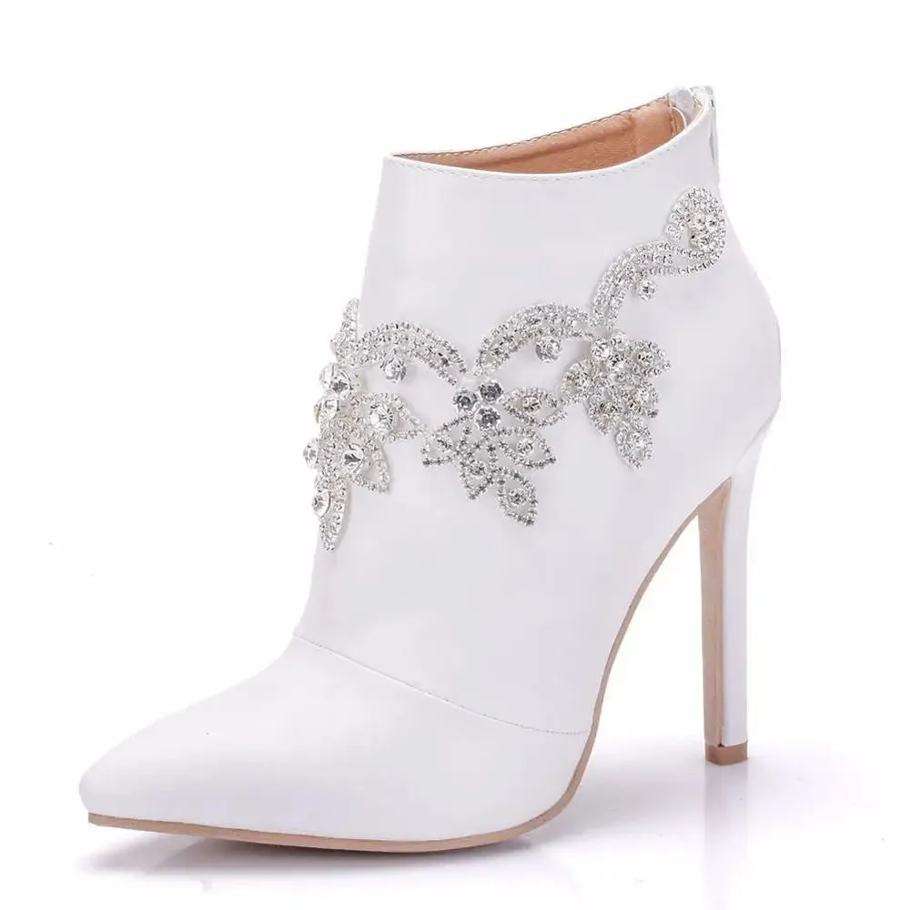 Funki Buys | Boots | Women's Rhinestone Wedding Ankle Boots