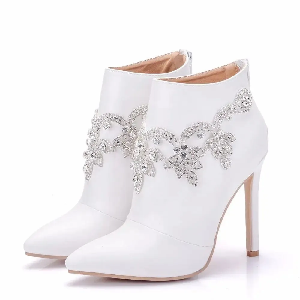 Funki Buys | Boots | Women's Rhinestone Wedding Ankle Boots