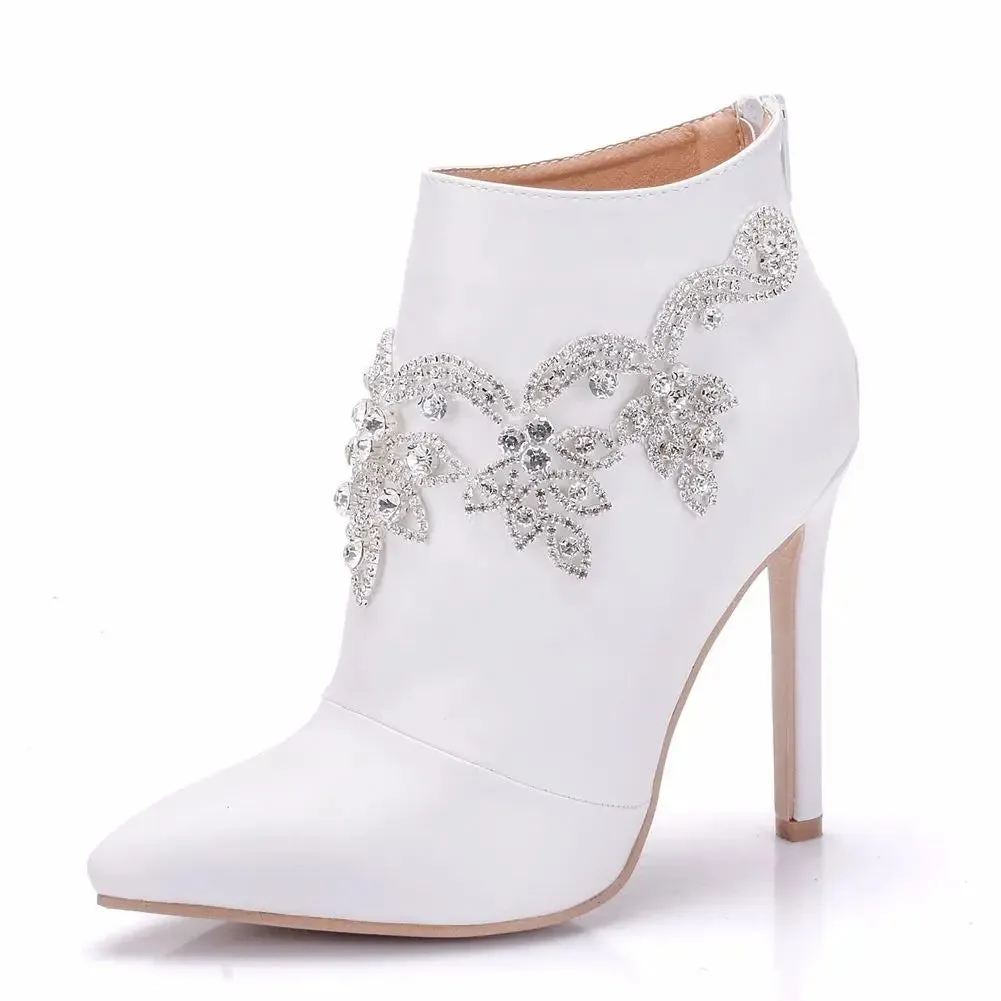 Funki Buys | Boots | Women's Rhinestone Wedding Ankle Boots