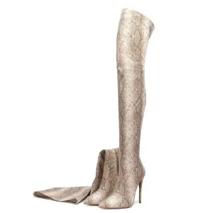 Funki Buys | Boots | Women's Snake Leopard Cloth Long Boots