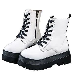Funki Buys | Boots | Women's White Platform Ankle Boots