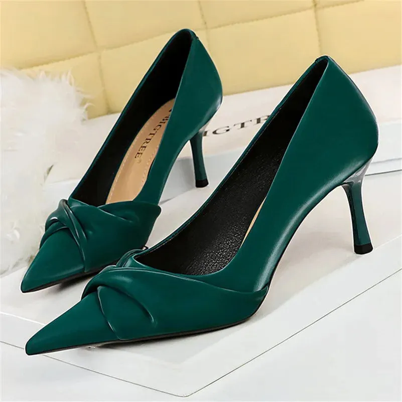 Funki Buys | Shoes | Women's Bow Twist High Stiletto Pumps