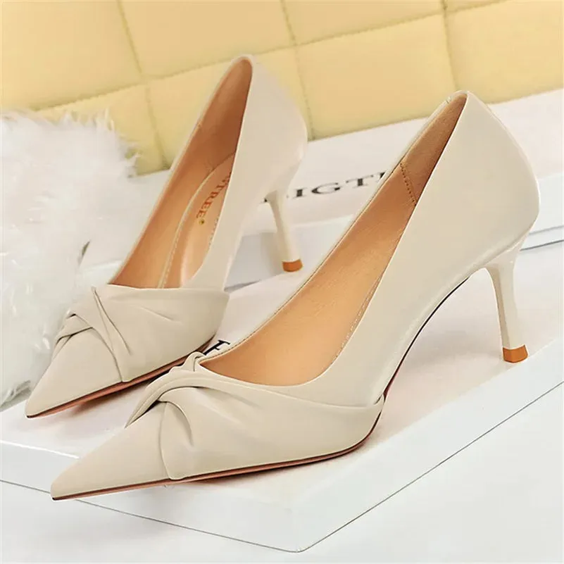 Funki Buys | Shoes | Women's Bow Twist High Stiletto Pumps