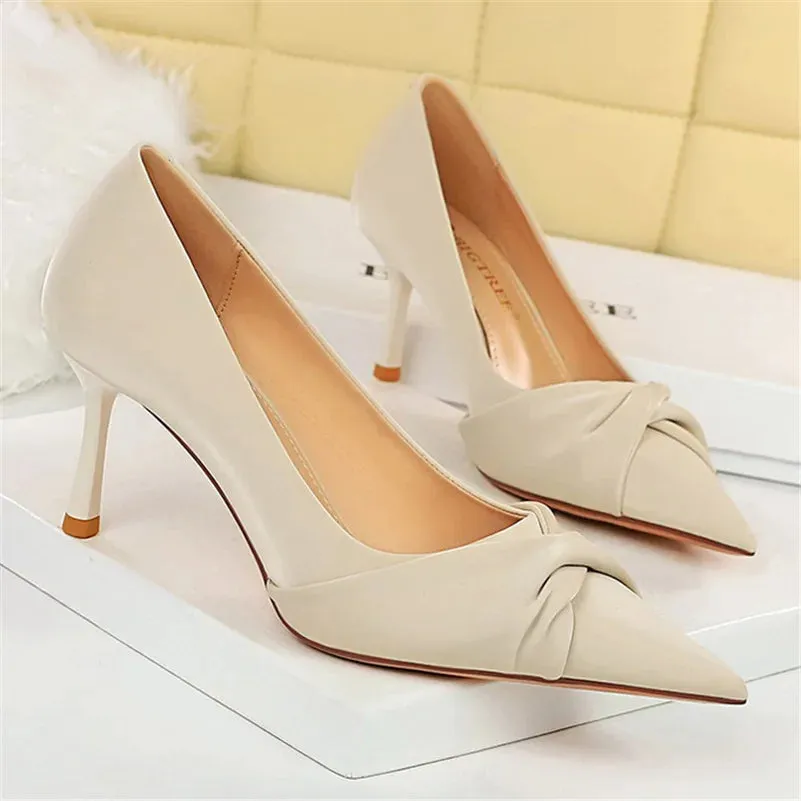 Funki Buys | Shoes | Women's Bow Twist High Stiletto Pumps
