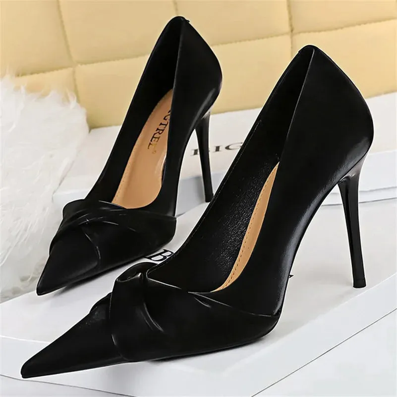 Funki Buys | Shoes | Women's Bow Twist High Stiletto Pumps