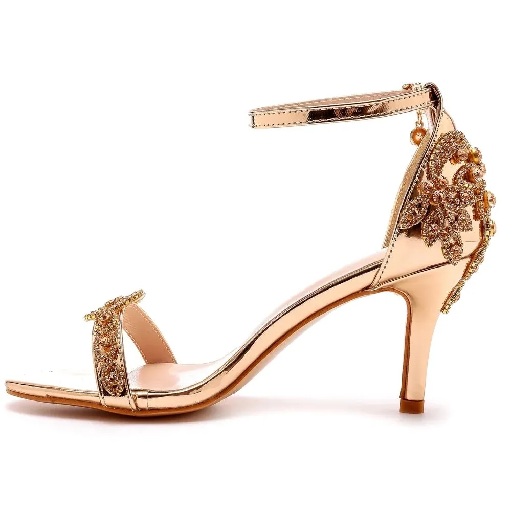 Funki Buys | Shoes | Women's Bridal Beaded Low Heel Sandals