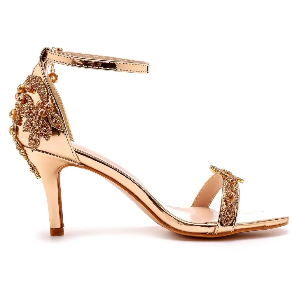 Funki Buys | Shoes | Women's Bridal Beaded Low Heel Sandals