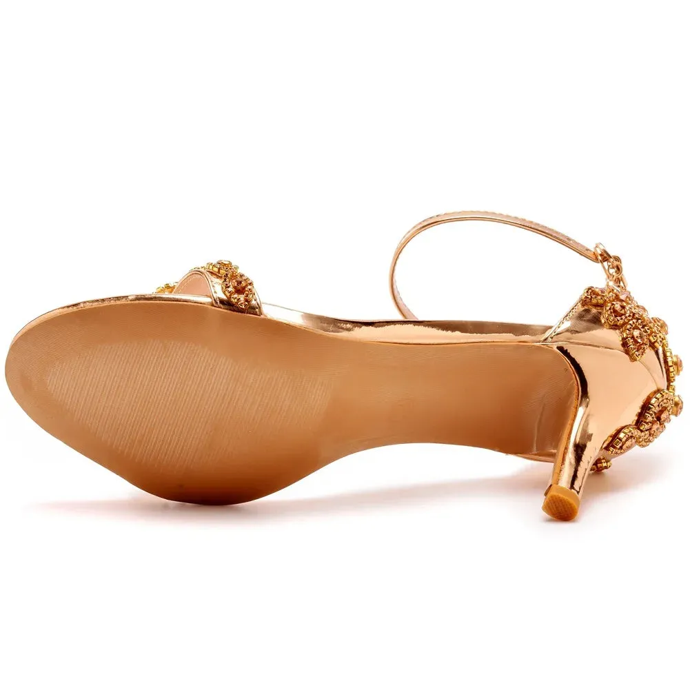 Funki Buys | Shoes | Women's Bridal Beaded Low Heel Sandals