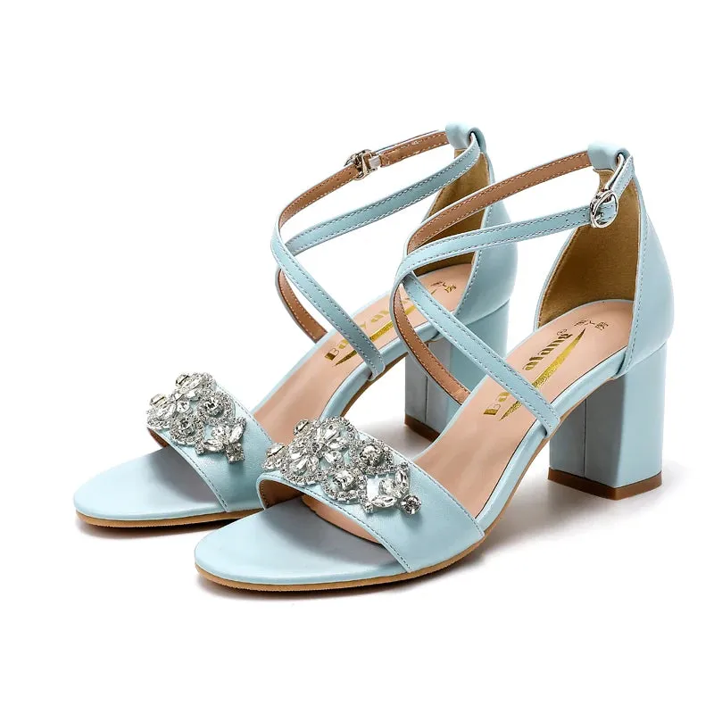 Funki Buys | Shoes | Women's Cross Strap Block Heel Sandals