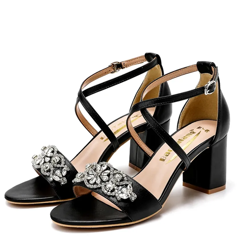 Funki Buys | Shoes | Women's Cross Strap Block Heel Sandals