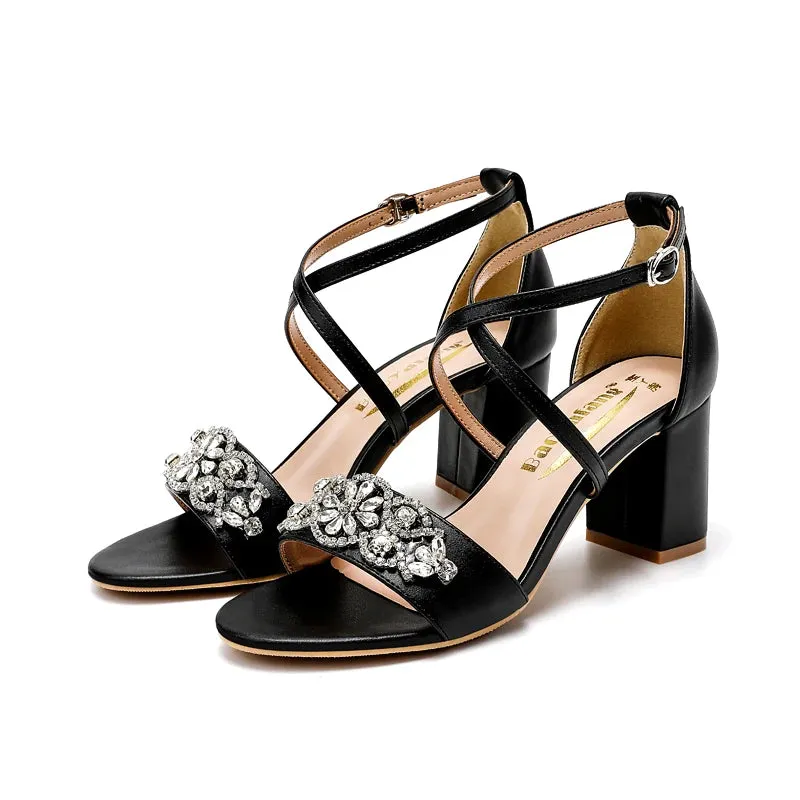 Funki Buys | Shoes | Women's Cross Strap Block Heel Sandals