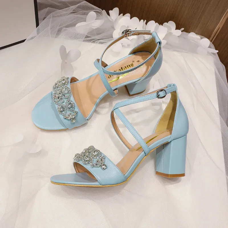 Funki Buys | Shoes | Women's Cross Strap Block Heel Sandals
