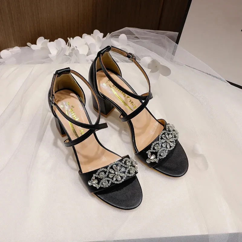 Funki Buys | Shoes | Women's Cross Strap Block Heel Sandals