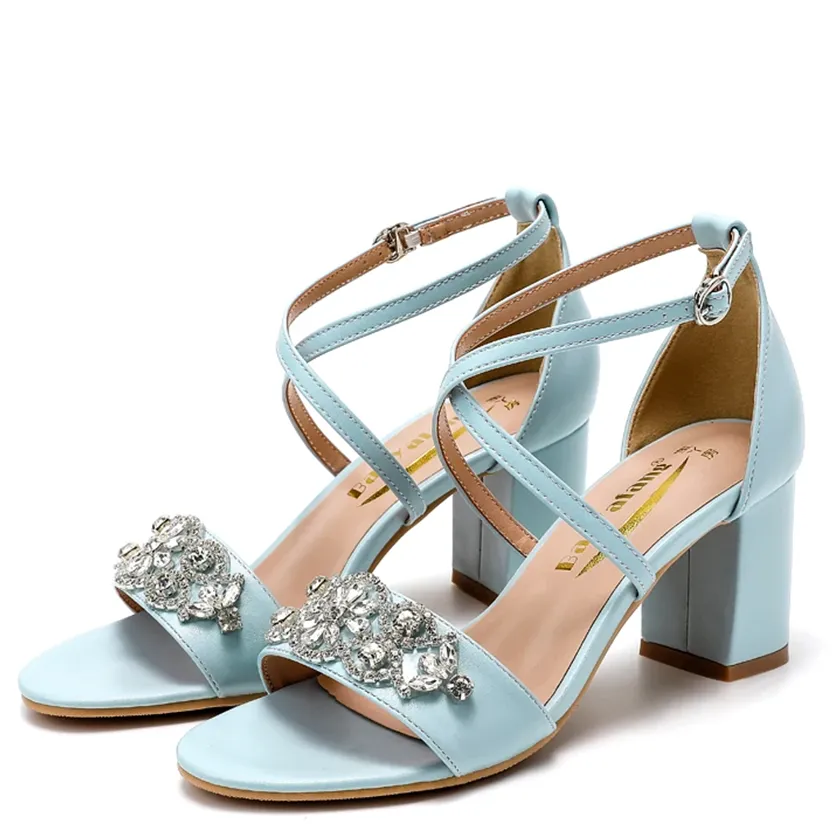 Funki Buys | Shoes | Women's Cross Strap Block Heel Sandals