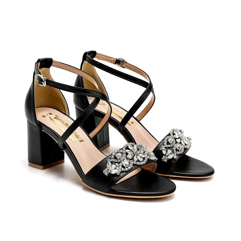Funki Buys | Shoes | Women's Cross Strap Block Heel Sandals
