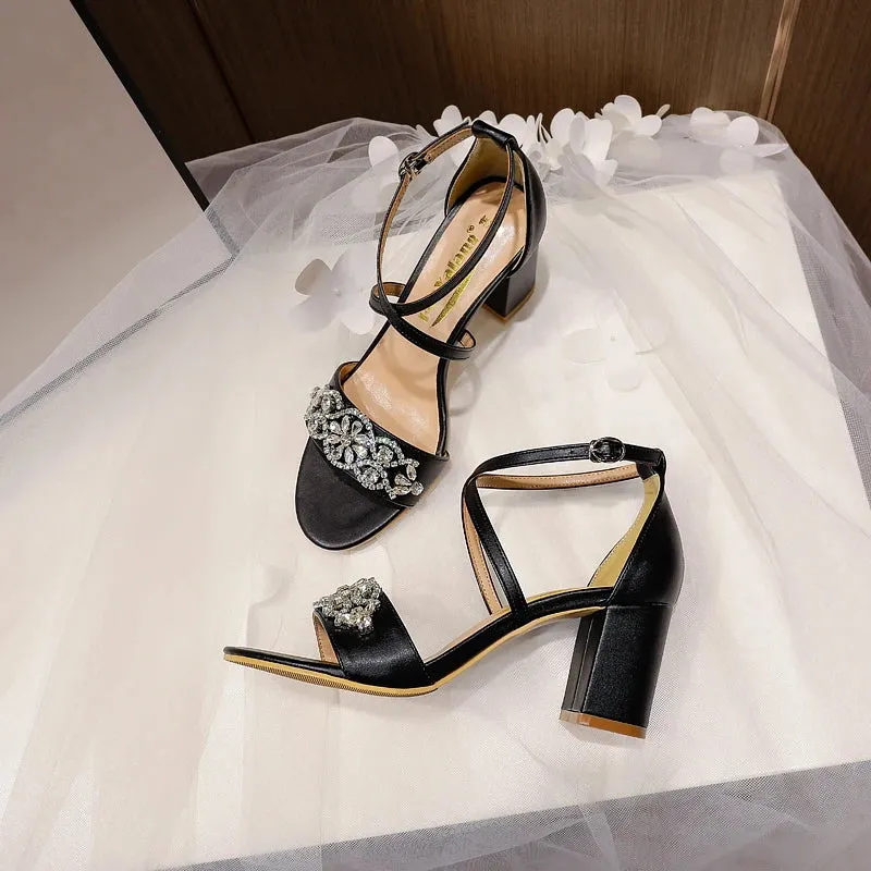 Funki Buys | Shoes | Women's Cross Strap Block Heel Sandals