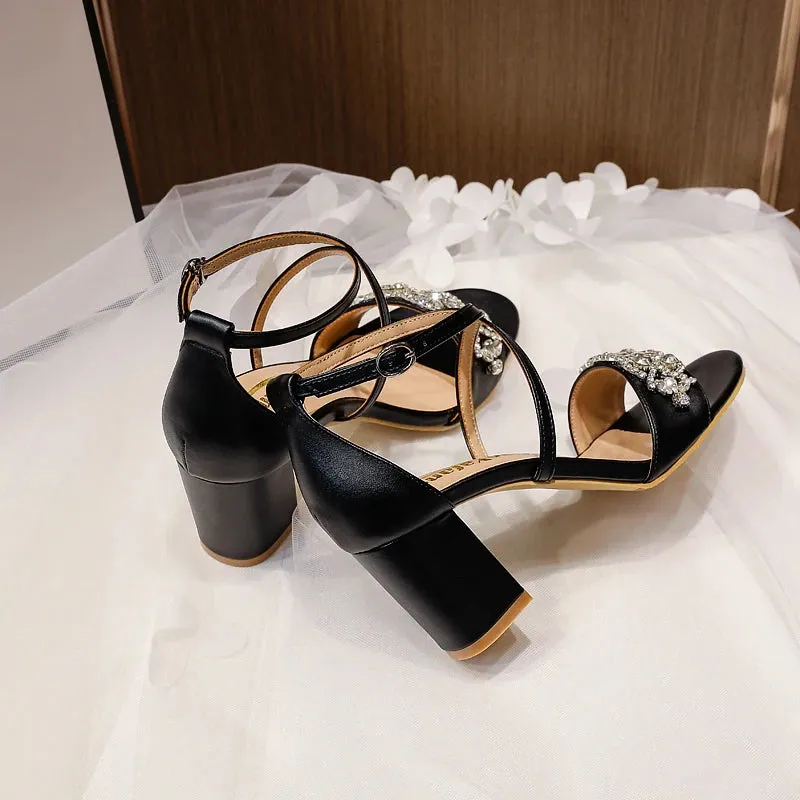 Funki Buys | Shoes | Women's Cross Strap Block Heel Sandals