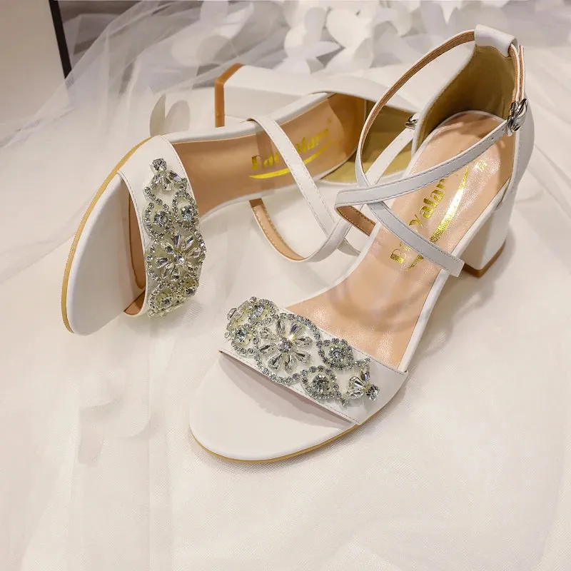 Funki Buys | Shoes | Women's Cross Strap Block Heel Sandals