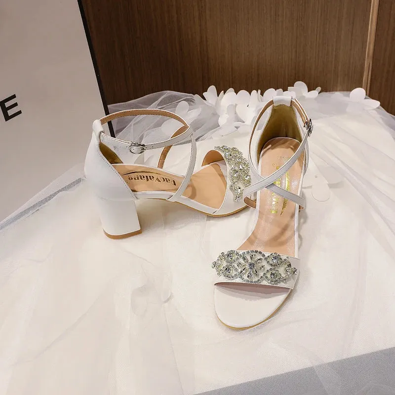Funki Buys | Shoes | Women's Cross Strap Block Heel Sandals