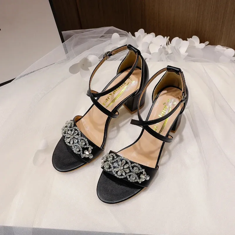 Funki Buys | Shoes | Women's Cross Strap Block Heel Sandals