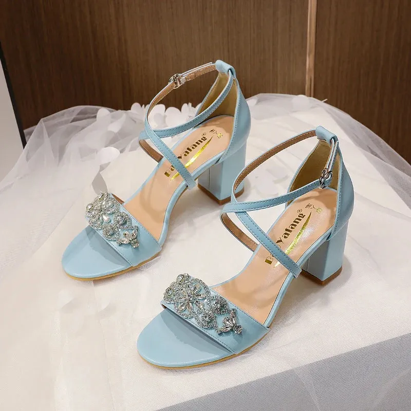 Funki Buys | Shoes | Women's Cross Strap Block Heel Sandals