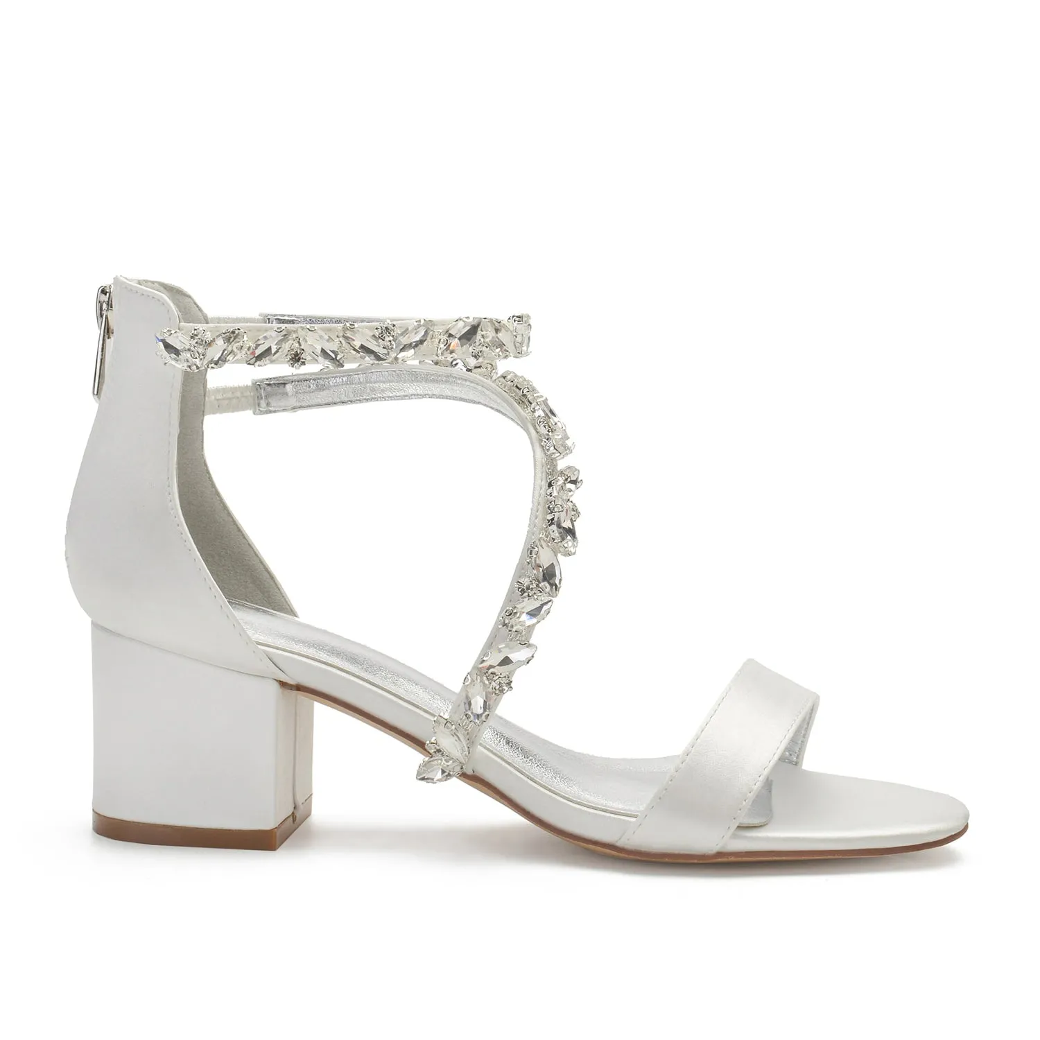 Funki Buys | Shoes | Women's Crystal Satin Low Prom Sandals