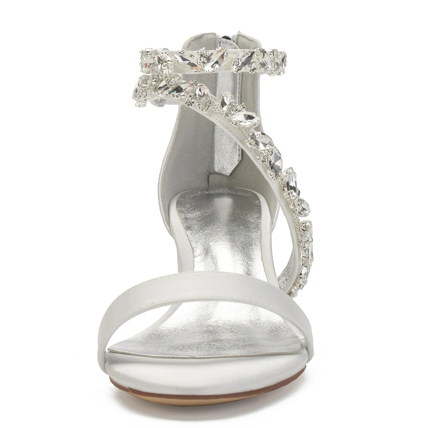 Funki Buys | Shoes | Women's Crystal Satin Low Prom Sandals