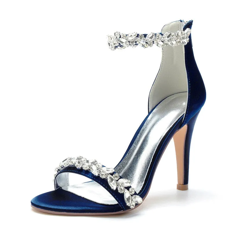 Funki Buys | Shoes | Women's Crystal Strap Satin Prom Stilettos