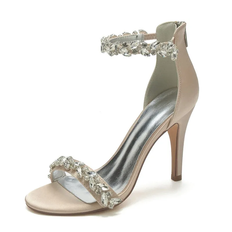 Funki Buys | Shoes | Women's Crystal Strap Satin Prom Stilettos