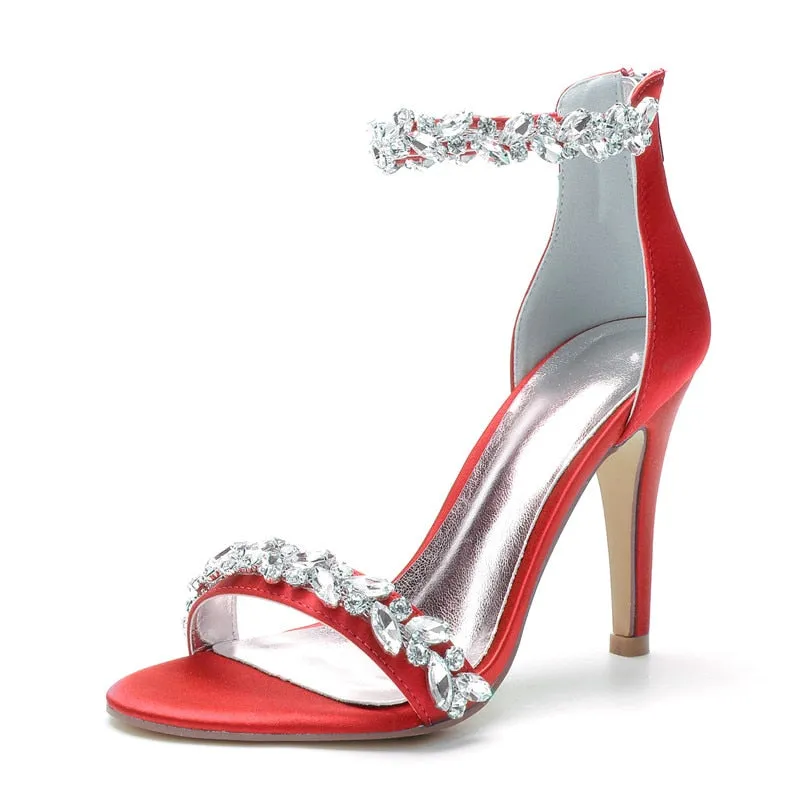 Funki Buys | Shoes | Women's Crystal Strap Satin Prom Stilettos