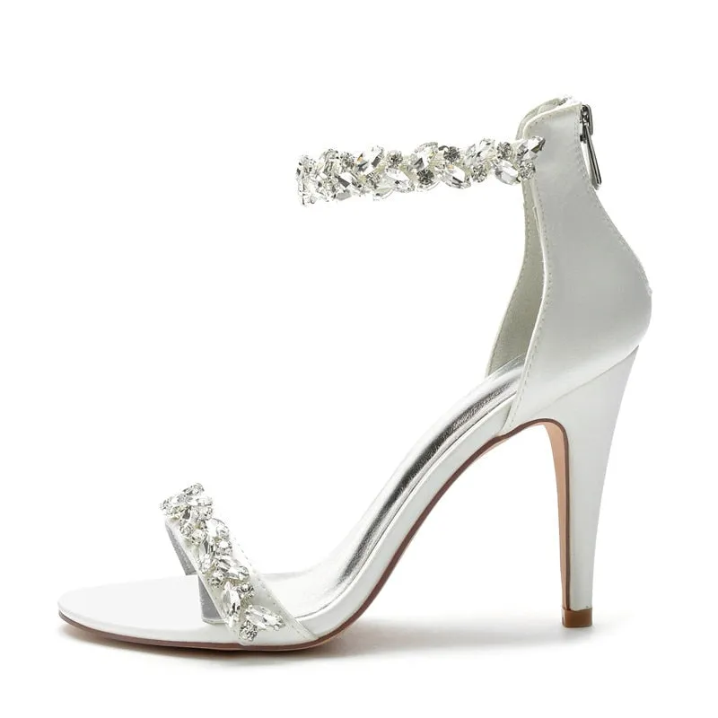 Funki Buys | Shoes | Women's Crystal Strap Satin Prom Stilettos