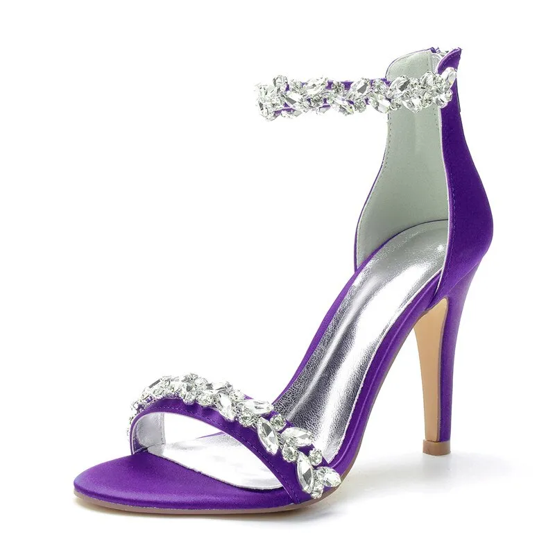 Funki Buys | Shoes | Women's Crystal Strap Satin Prom Stilettos