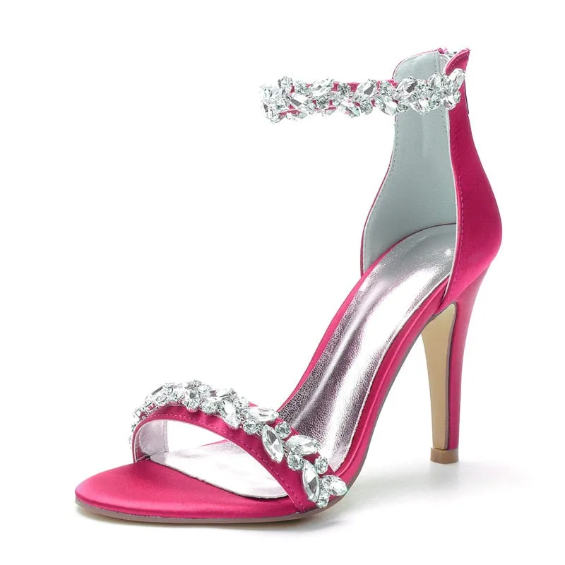 Funki Buys | Shoes | Women's Crystal Strap Satin Prom Stilettos