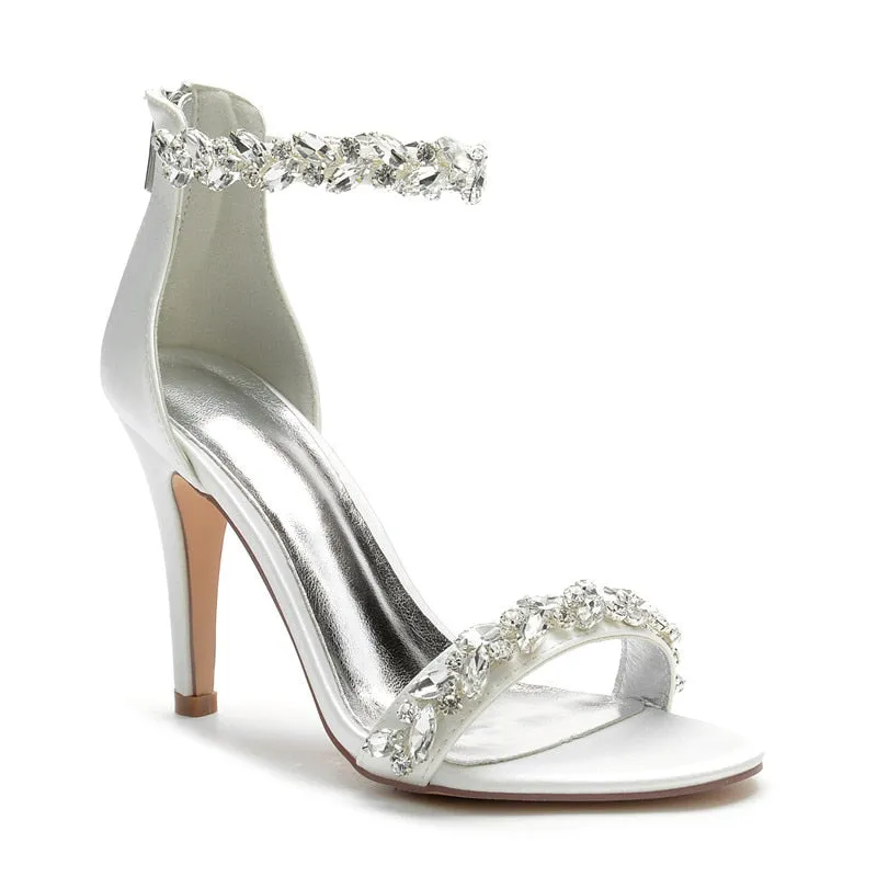 Funki Buys | Shoes | Women's Crystal Strap Satin Prom Stilettos