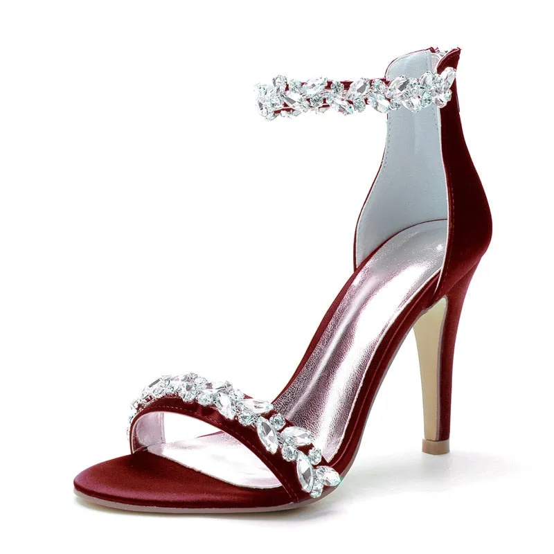 Funki Buys | Shoes | Women's Crystal Strap Satin Prom Stilettos