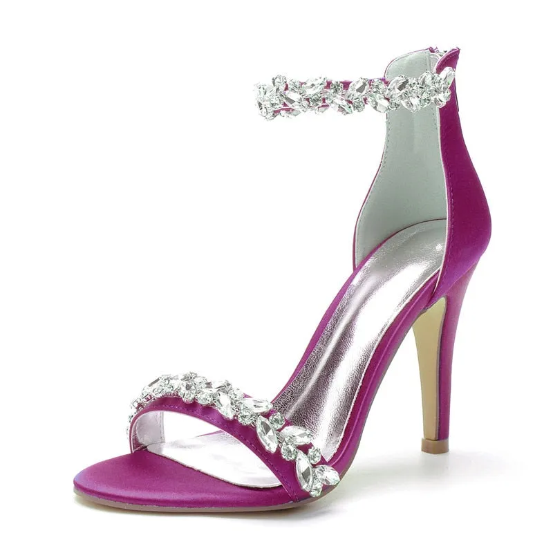 Funki Buys | Shoes | Women's Crystal Strap Satin Prom Stilettos