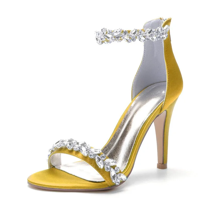 Funki Buys | Shoes | Women's Crystal Strap Satin Prom Stilettos