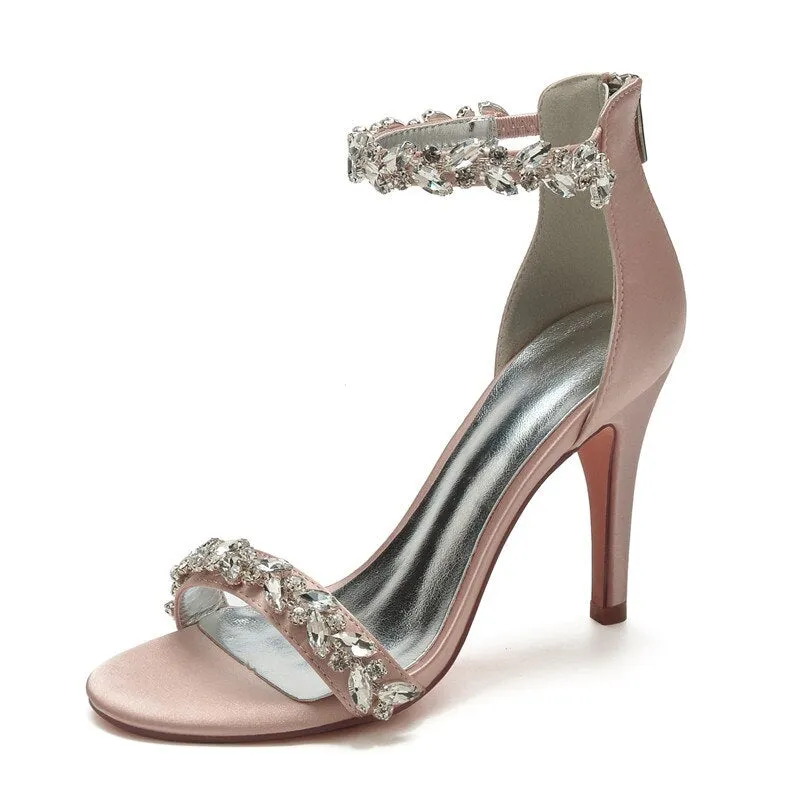 Funki Buys | Shoes | Women's Crystal Strap Satin Prom Stilettos